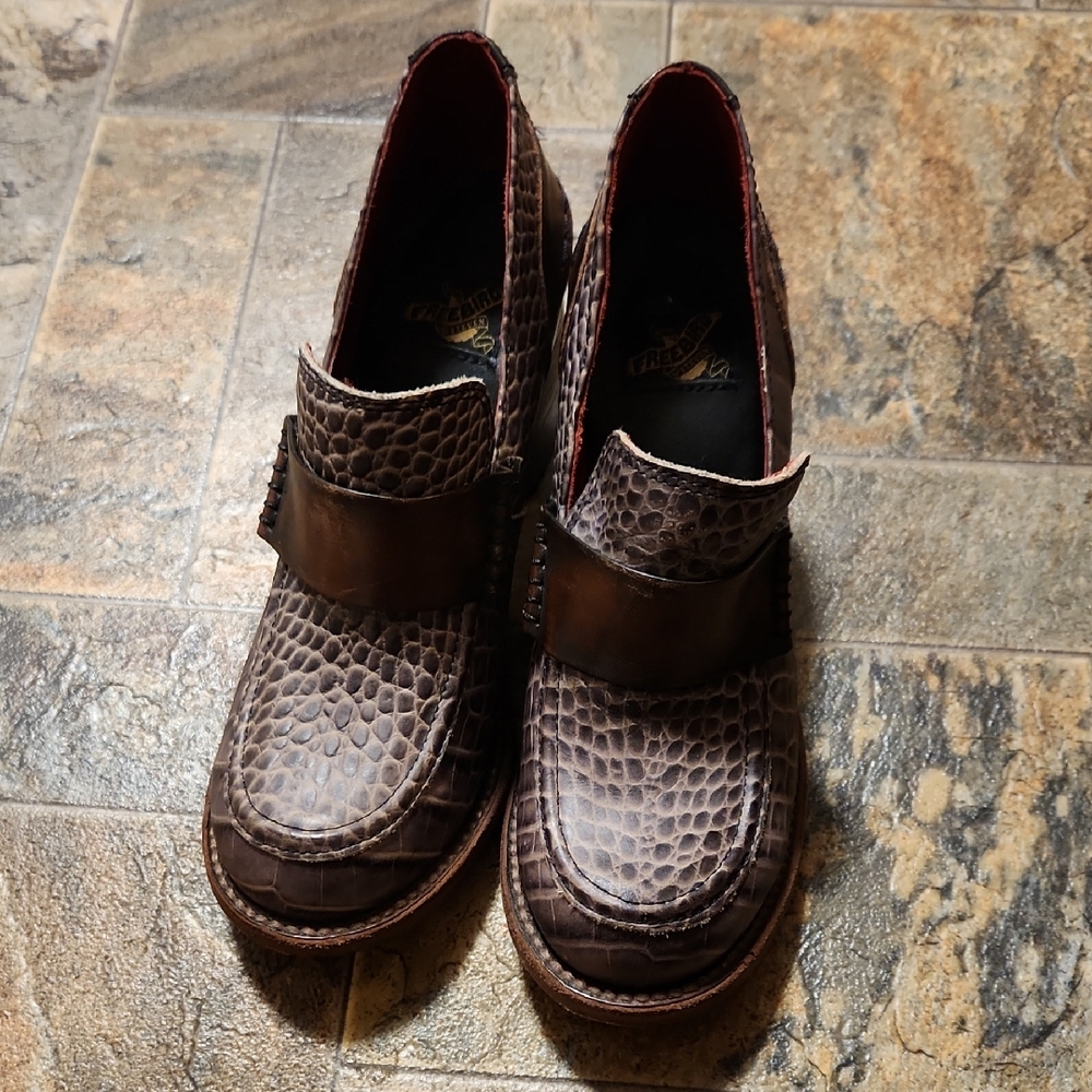 Freebird by Steven Dark Brown Crocodile Pattern Loafers